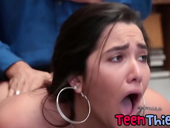 Rough fuckfest in the backroom office with uber-cute shoplifter teen.