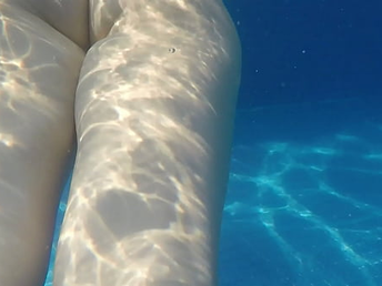 wife panty swimming in pool