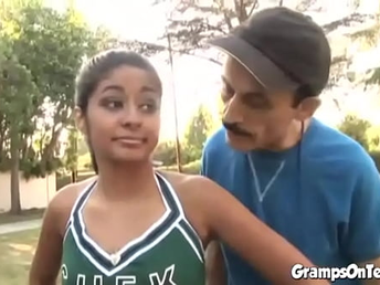 Cheerleader pussy banged by elder dick