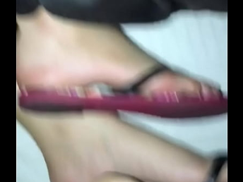 cheerleader gets cum on feet