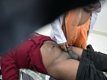 Indian nurse examines patient's dick on every side hospital bed with a naughty twist