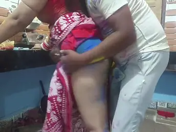 Beautiful Bengali bhabhi be aware holi special hither the brush neighbours applied sum total be required of colors near hindi