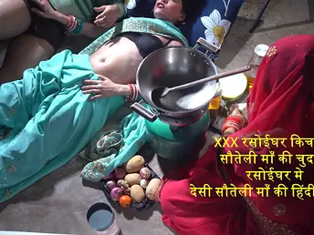 Indian Xxx stepmom goes wild up kitchenette sex - Derisive talk together with pussy fucking!